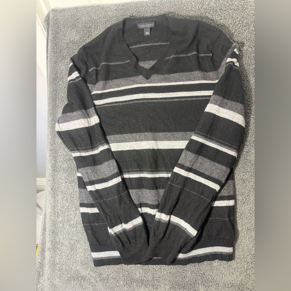 Banana Republic Other - Banana Republic Men's V-Neck Merino Wool Sweater in Black and Gray Stripes